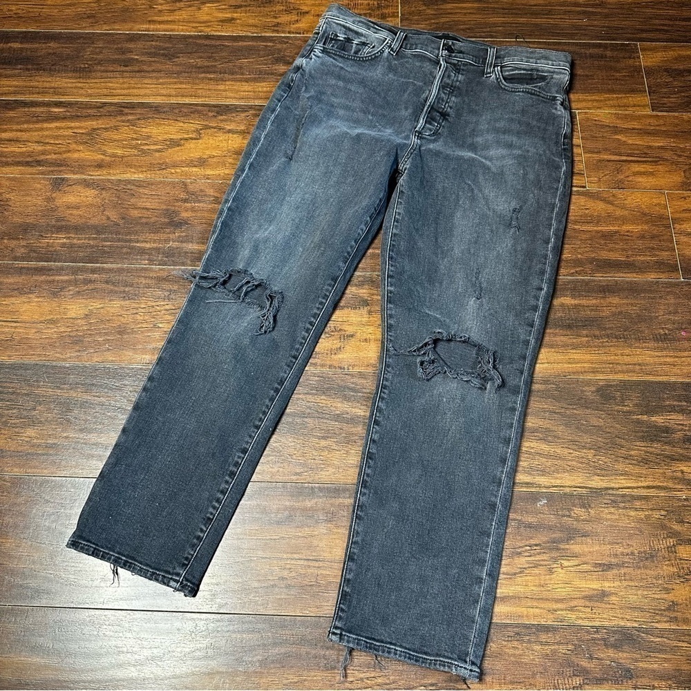 Joes Jeans The Honor High Rise Black Distressed Vintage Straight Jeans